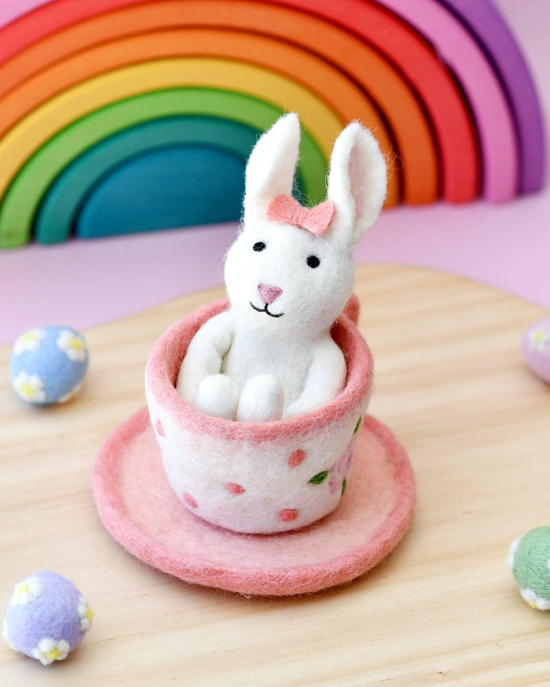 Felt Rabbit in Tea Cup Toy