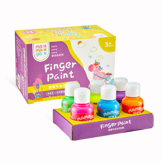 Mamayo Non-Toxic Finger Cream 6-Color Set - Fluorescent (50ml/color with instruction manual)