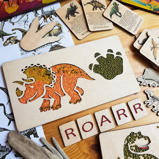 Sensory Tray (Triceratops) - Natural
